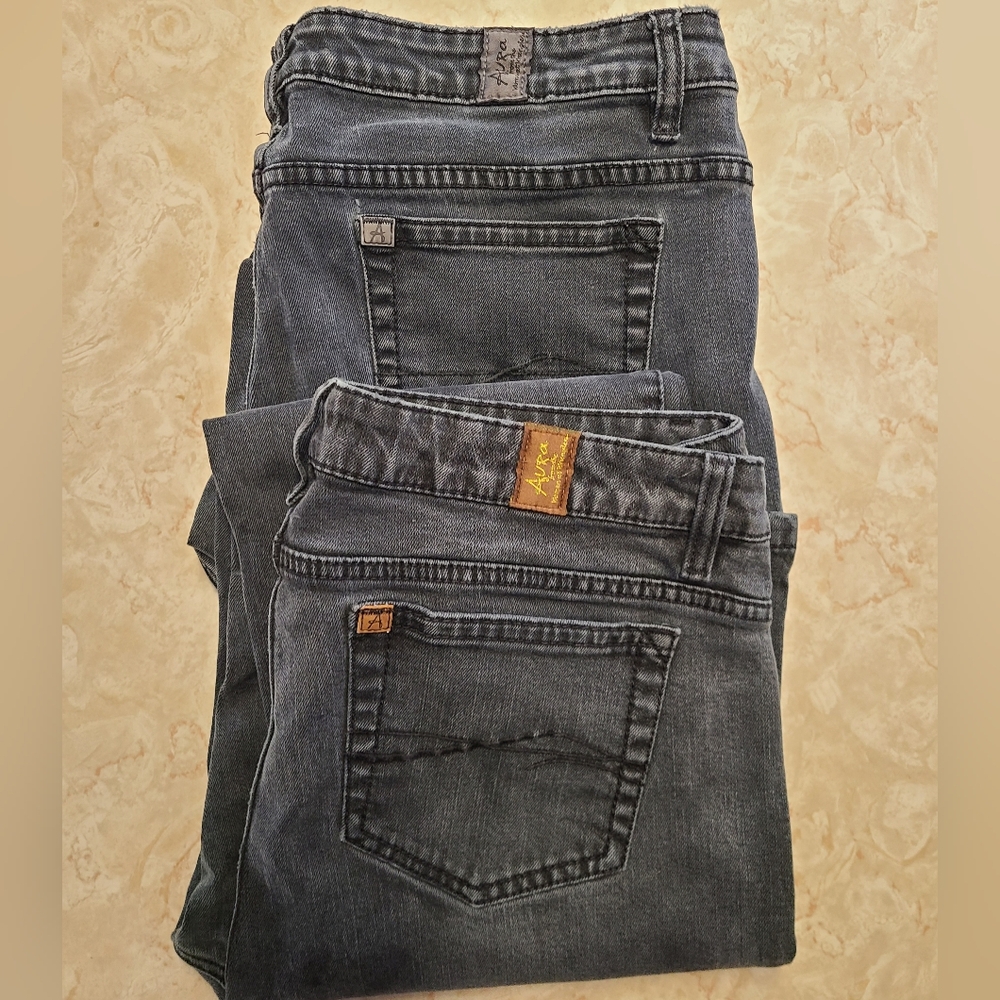 2 Pair Aura Charcoal Women's Jeans Size 12L,